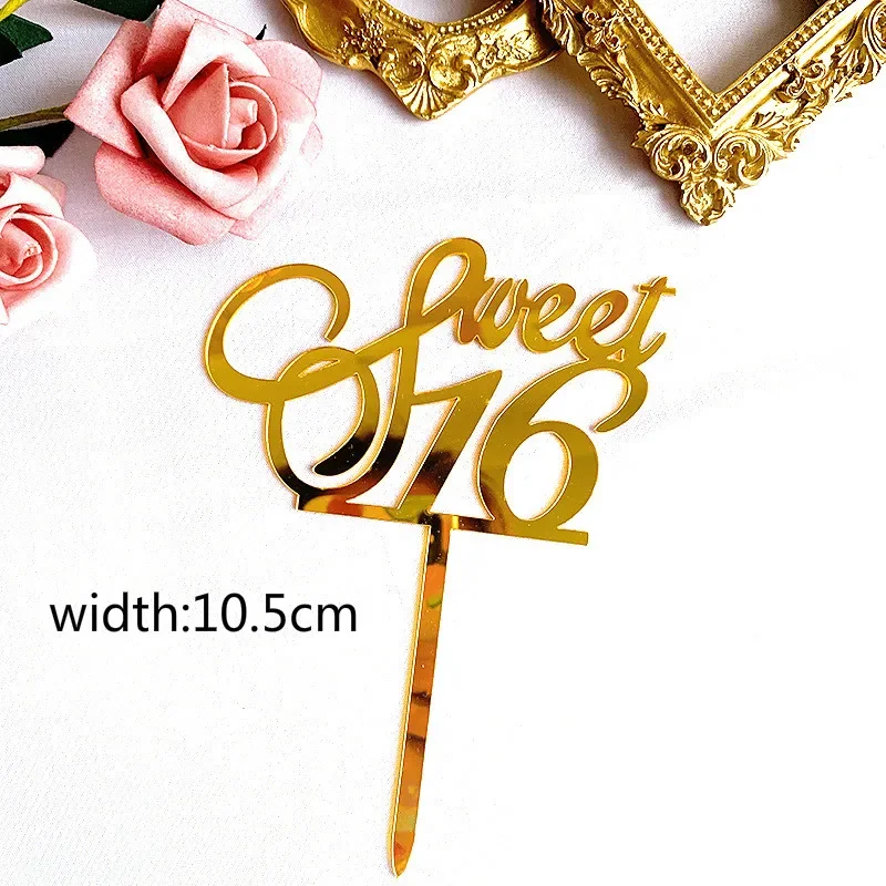 Gold Acrylic Happy Birthday Cake Topper Sweet16 20th 30th 40th 50th 60th Special Age Birthday Party Cake Decoration Supplies