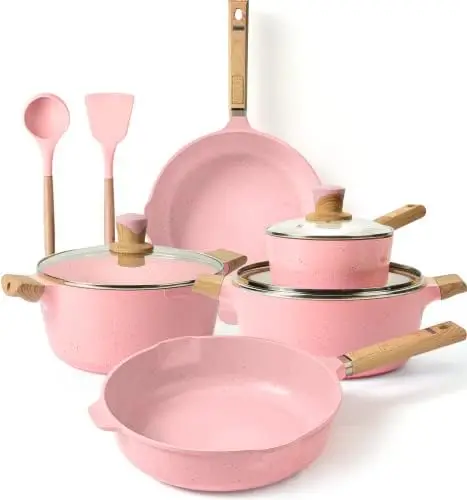 

and Pots Set Nonstick - 16 PCS Granite Cookware Set Non Stick Induction Cookware sets W/Frying Pans for Cooking Set Kitchen Ess