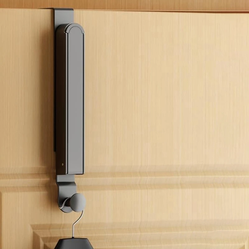 Folding Clothes Drying Rack, Aluminum Alloy Over The Door Hanger With Retractable Rod, Foldable Portable For Bathroom Promotion 6