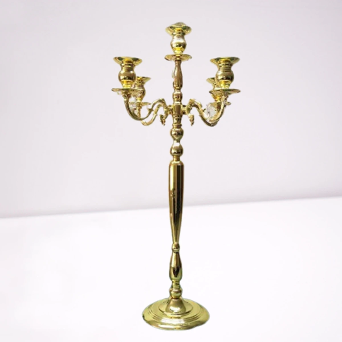 10pcs)5 Arms gold Wedding Metal Stand Pillar Gold Stainless Steel Gold Plinths Flower Stand for Events