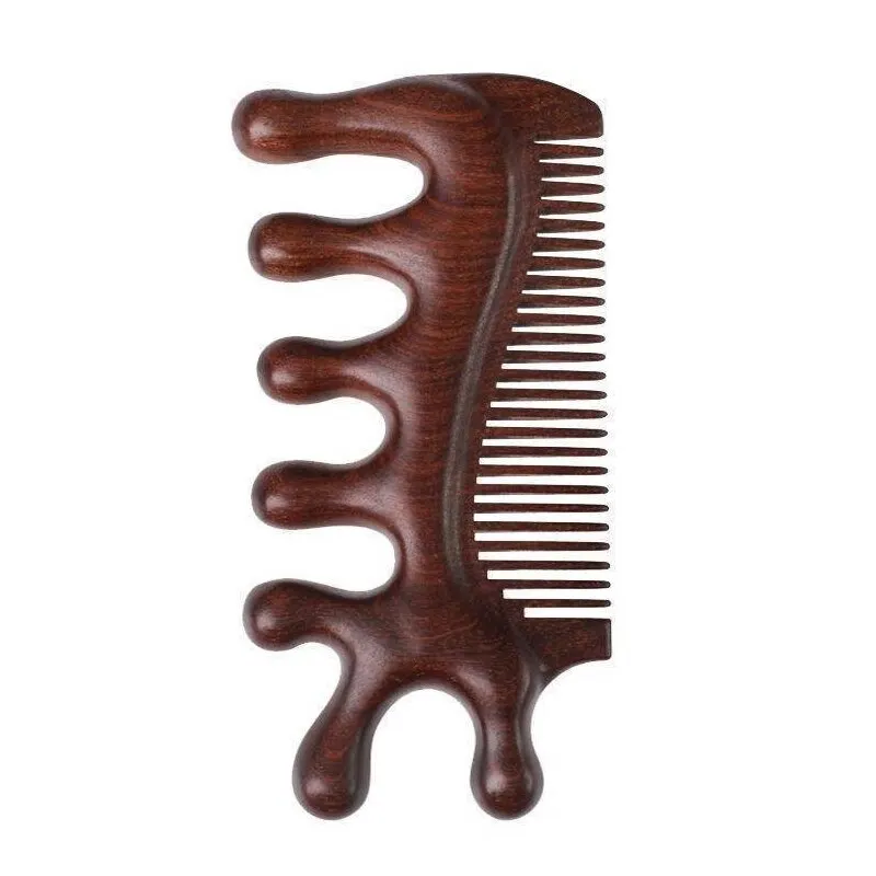 Description Picture 3 of item3 in 1 Massage Comb Blood Circulation Wood Sandalwood Comb Scalp Meridian Relax Anti-static Styling Tool Salon Supply Hair Brush