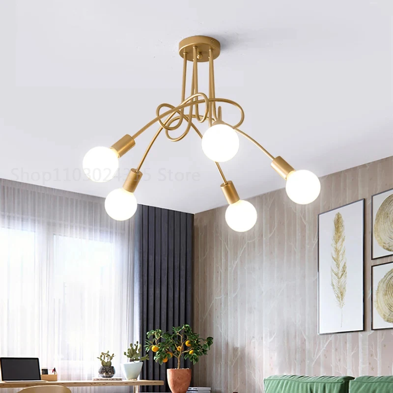 Led chandelier Ceiling chandelier Art lighting fixtures Modern Minimalist Chandelier Creative Branch-Shaped Gold-Plated Ceiling Light Hotel Restaurant Living Room Kitchen Bedroom Light