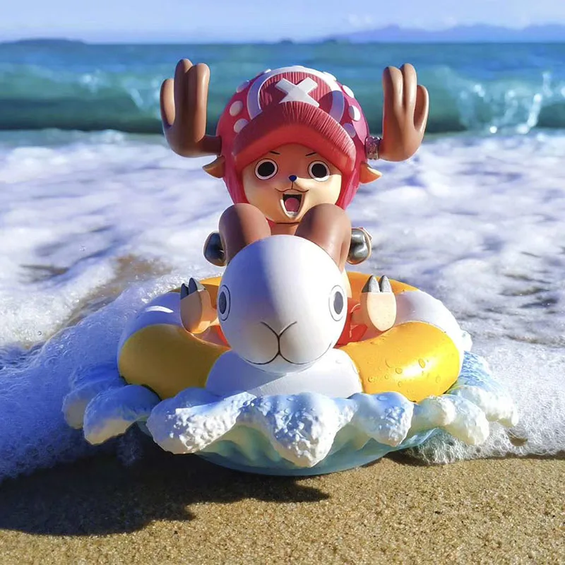 

New Anime One Piece Figure Swim Ring Tony Tony Chopper Q Version Doll Desktop Car Decoration Collection Model Kids Toy Gift