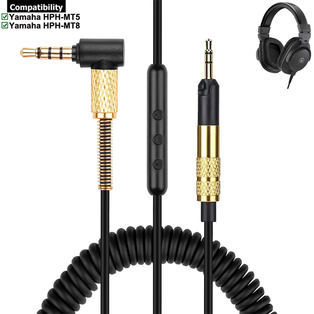 

OFC Replacement Spring Cable Extension Cord for Yamaha PAC HPH-MT5 HPH-MT5W HPH-MT8 Monitor Over Ear Headphones