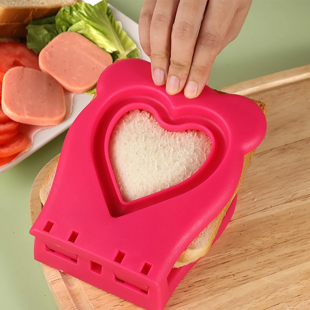 Stainless Steel Sandwich Cutting Mold with Hand Heart Shape Sandwich Press Mold Toast Fruit Cutter Mould for Lunch Box Decor