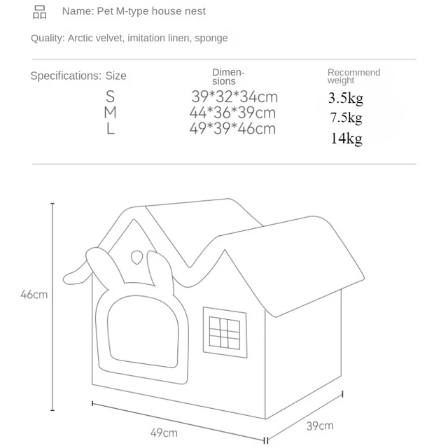 Foldable luxury pet house with detachable mat for winter warmth dog cave sofa pet bed house suitable for small medium-sized pets 6