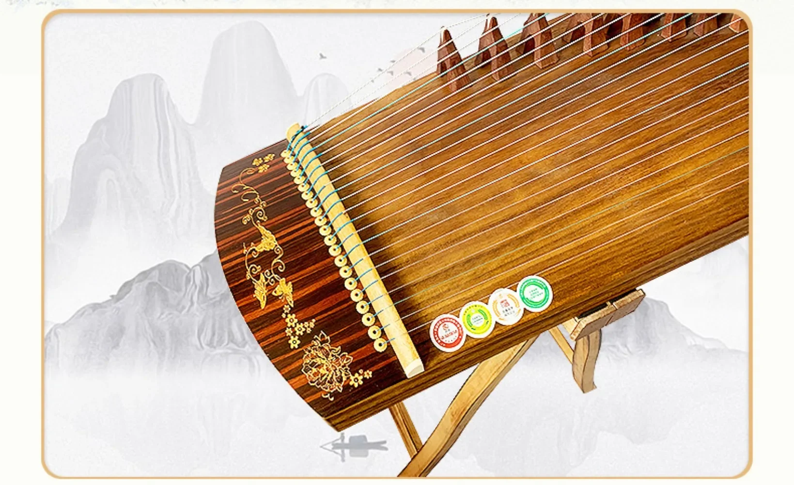 Description Picture 3 of itemWood Mini Portable Guzheng 21 Strings Chinese Zither Beginner Guqin Professional Traditional Musical Instrument with Accessories