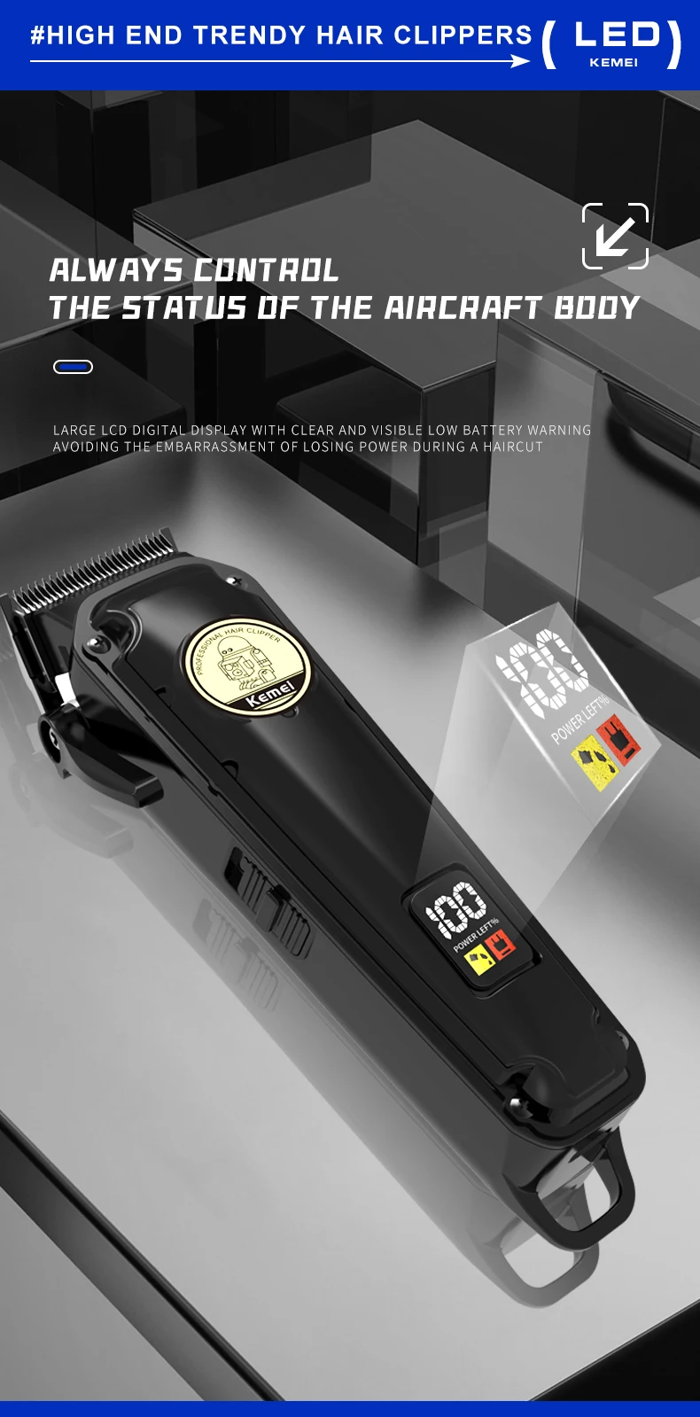Description Picture 5 of itemKEMEI Professional Hair Clipper Trimmer Lithium Battery Electric Cordless Powerful Hair Clipper Trimmer  km-2372