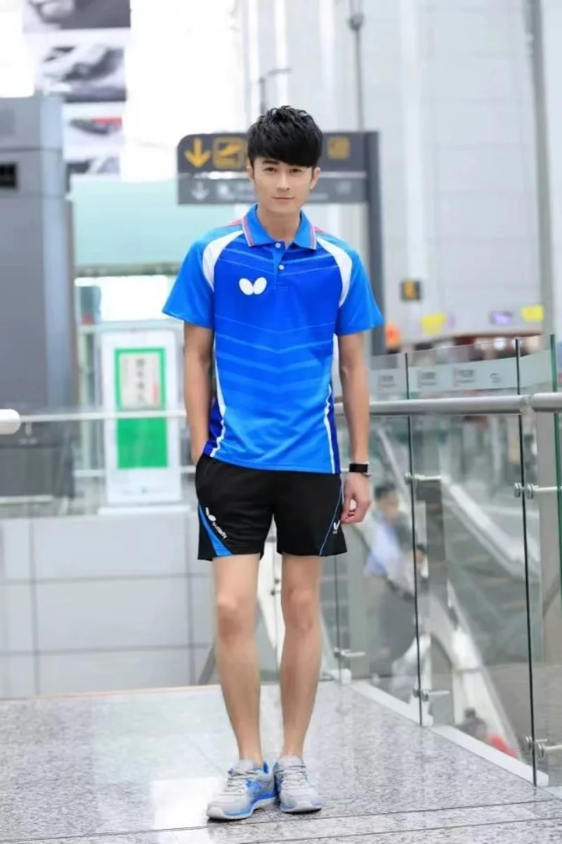 Customized table tennis clothes for men and women Quick drying breathable tennis T-shirt lapel can be printed logo