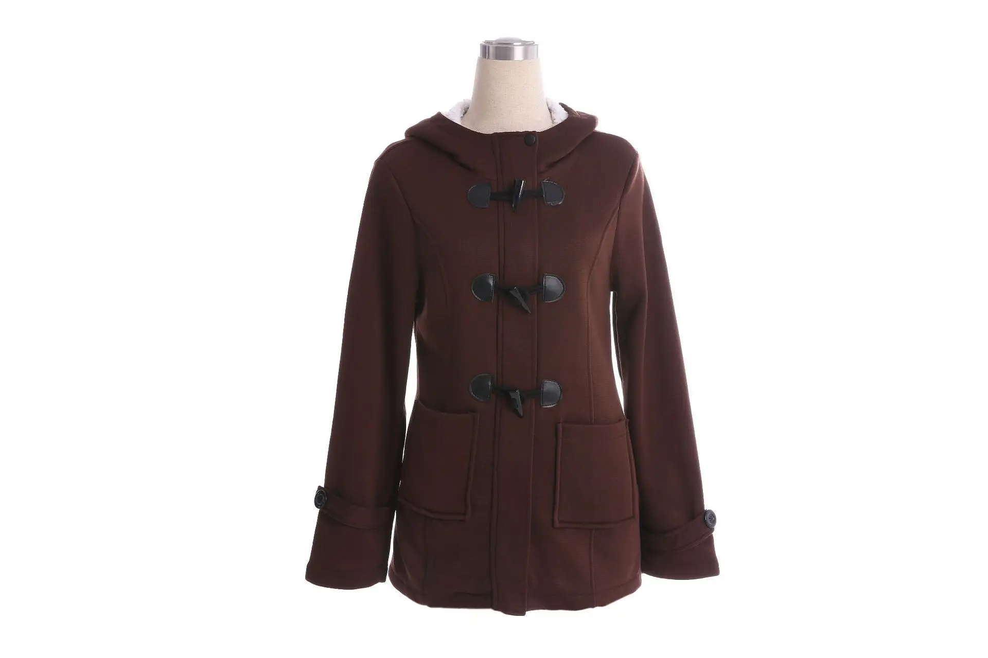 Best Selling Amazon Hooded Classic Cow Horn Button Jacket Cotton Coat Autumn/Winter Parkas Fashion Outerwear
