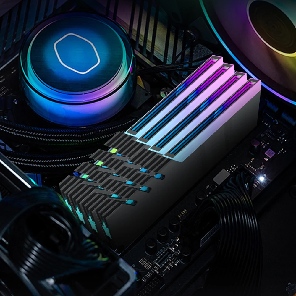 RAM 방열판 라디에이터 5V 3 핀 ARGB PC 메모리 냉각 조끼 방열판 쿨러, DDR2 DDR3 DDR4 DDR5 데스크탑 PC 램 메모리용, 4-1 개