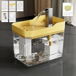 Transparent Cat Water Fountain with USB-Powered Recirculating Filter System - 1.5L (Yellow)