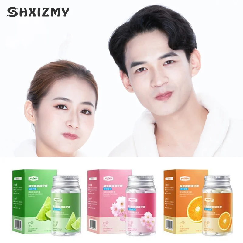 30 Capsules Probiotic Solid Toothpaste Clean Oral Fresh Breath Chewable Travel Portable Mouthwash Tablets Brightening Teeth Care