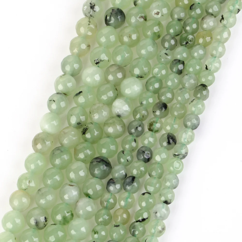Natürliche facettierte Prehnit runde lose Perlen für Schmuckherstellung, DIY handgefertigtes Armband, Halskette, Zubehör, 6/8/10 mm – Detail 3