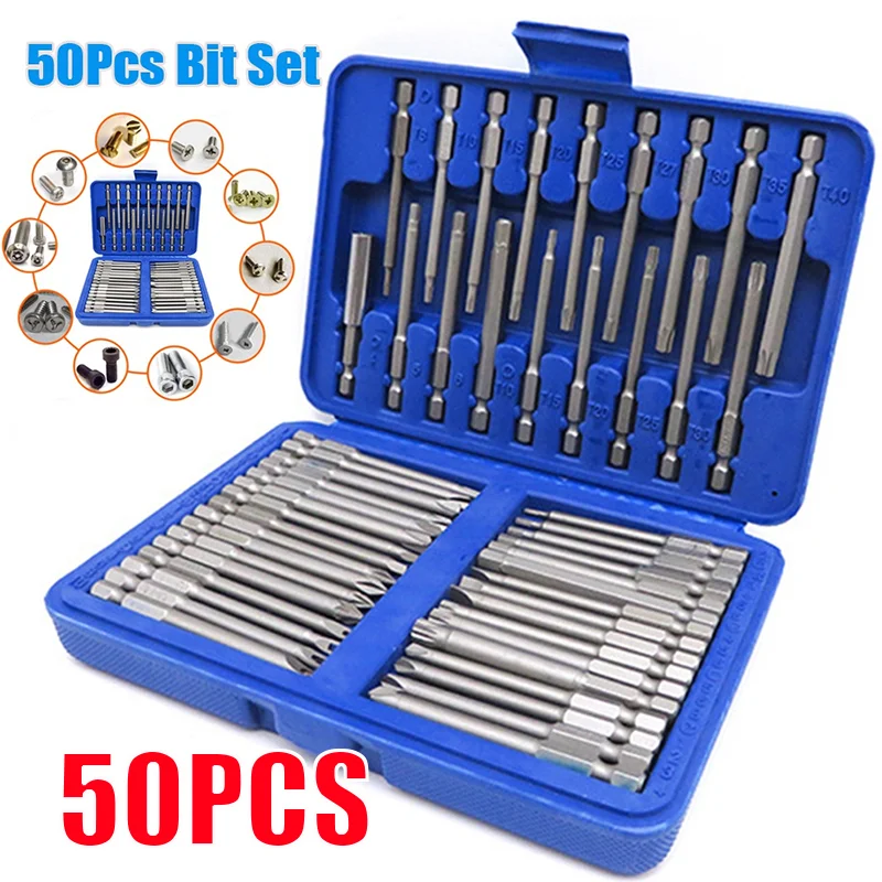 

Long Bit Set Reach 75mm Star Bit Screwdriver 50pcs Torx Bits Security Extra Hex
