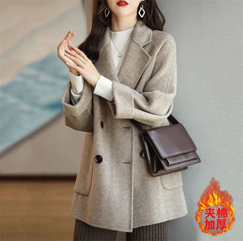 Tanie 2022New wełniana kurtka kobiety w stylu Vintage jesień zimowe płaszcze sklep