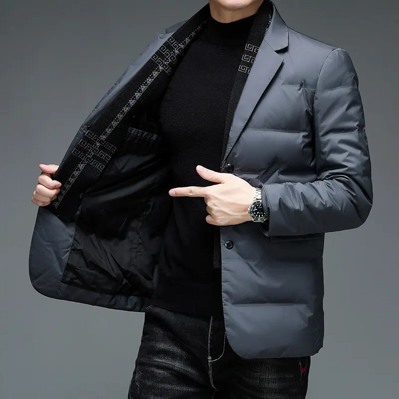 Men's down jacket scarf collar down jacket middle-aged dad middle-aged suit plus fat M-6XL high quality fashion coat