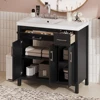 36" Black Bathroom Vanity Cabinet with Resin Integrated Sink - 2 Drawers, 3 Doors 1