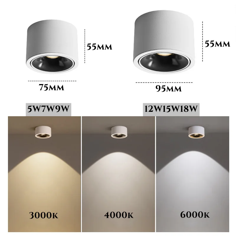Recessed Ceiling Spotlight LED Downlight Adjustable Angle Ultra-thin Round