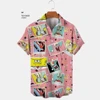 2024 Summer New Harajuku Casual Shirt Cute Spongebob Anime Street Trend Versatile Men's Lapel Short Sleeve Shirt 6