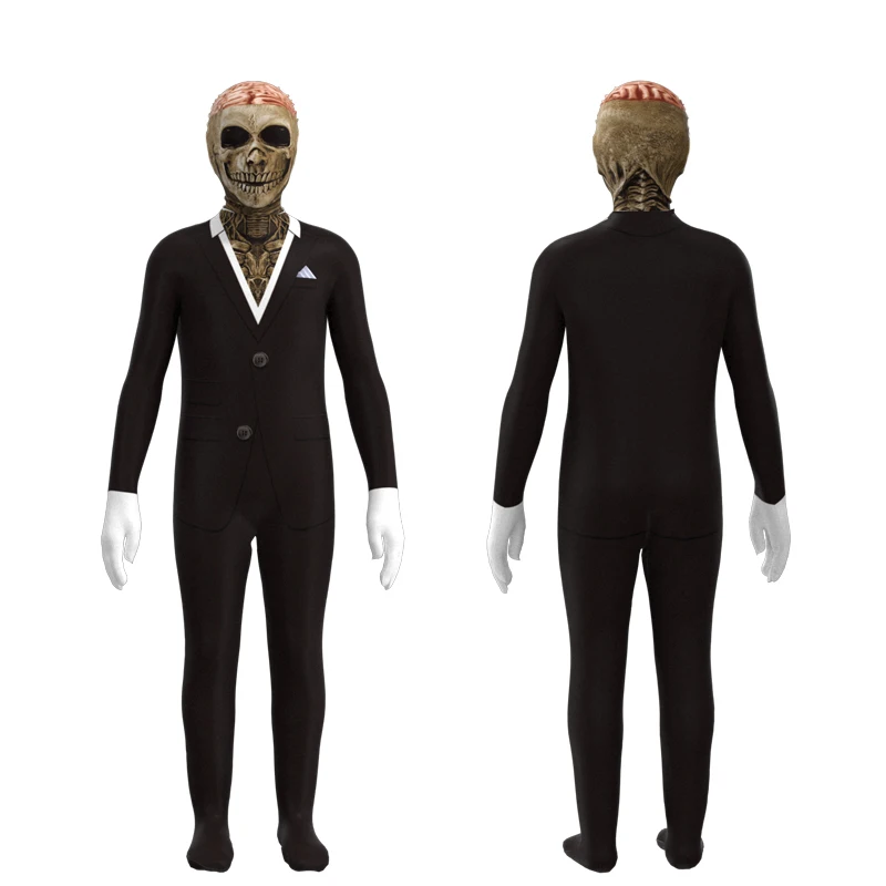 

New Skeleton Suit Cosplay Costume Skull Suit Disguise Halloween Purim Costume for Adult Kids