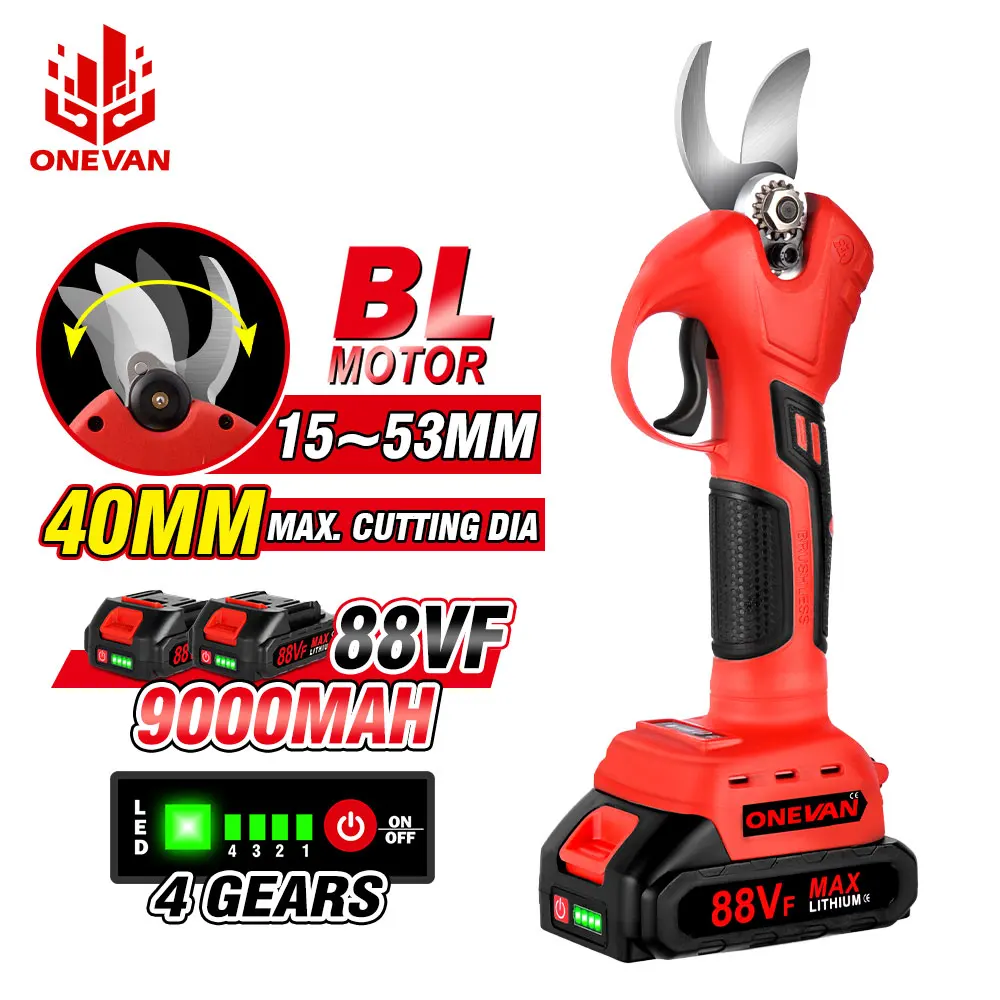 ONEVAN 40mm Max 1500W Brushless Electric Pruning Shear 4Gears
