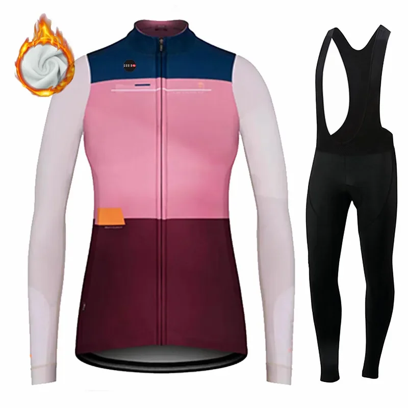 Women's Long Sleeve Cycling Jersey Set Wool Thermal Clothing for Mountain Bike Racing Winter Women Clothing bicycle