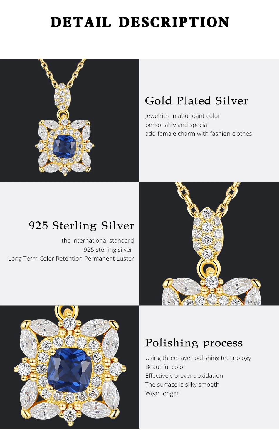 Breloques topaze pendentif colliers pour femmes mariage fiançailles Fine argent Sterling CZ fleur Kolye_voghion.com