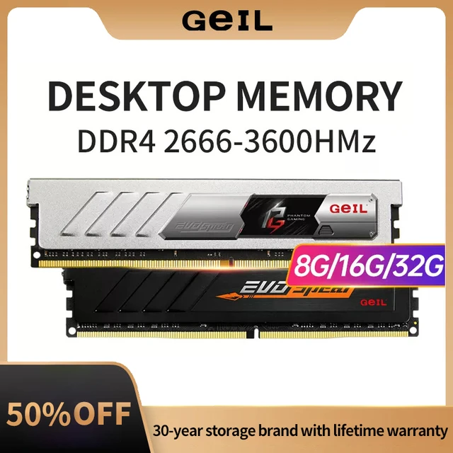 Geil Ddr4 Memory Ram 3000mhz 3200mhz Cl16 Ddr4 8gb 32g 1.2/1.35v Memoria For Pc Desktop Cooling Heatsink - Rams - AliExpress