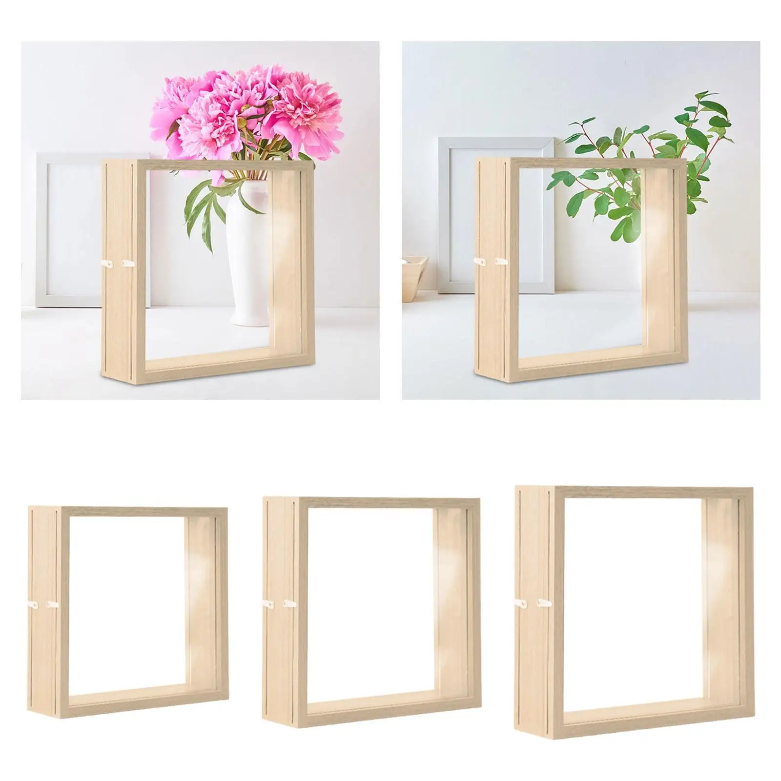 Floating Photo Frame Dried Flower Wooden Photo Frame, Dried Flower Display Stand