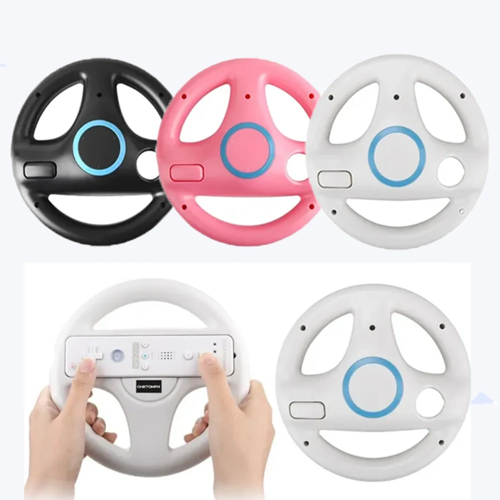 Racing Steering Wheel 2pcs Steering Wheel For Nintendo Wii Remote Controller Mario Kart Racing Games Black White Racing Wheel Plastic Innovative