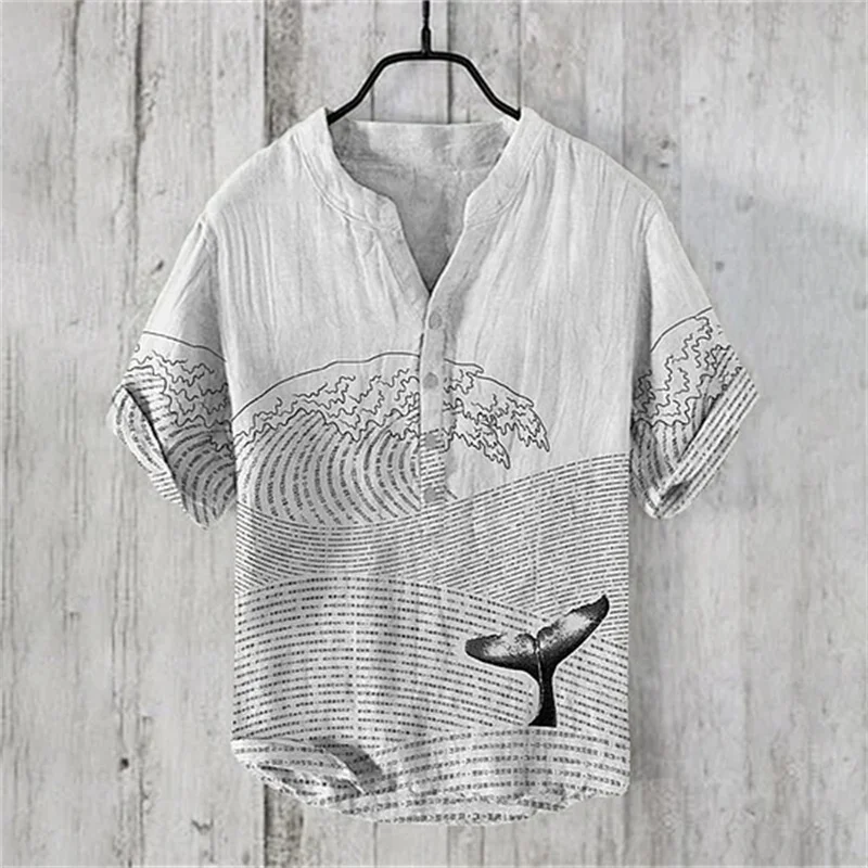 shirts independent station casual fish  pattern Hawaiian style printed shirts men's tops 5
