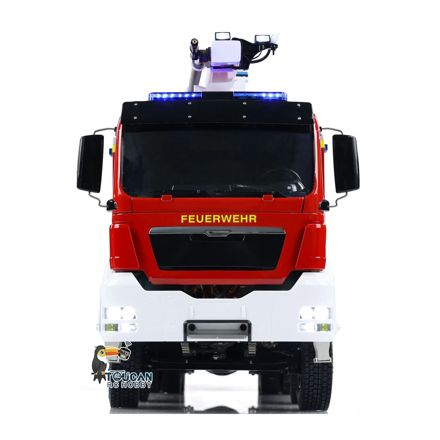 Toys 1/14 Metal Chassis 8x4 Snozzle High-reach Extendable Turret RC Fire Truck Light Sound TOUCAN Painted Finished Car Vehicle 5
