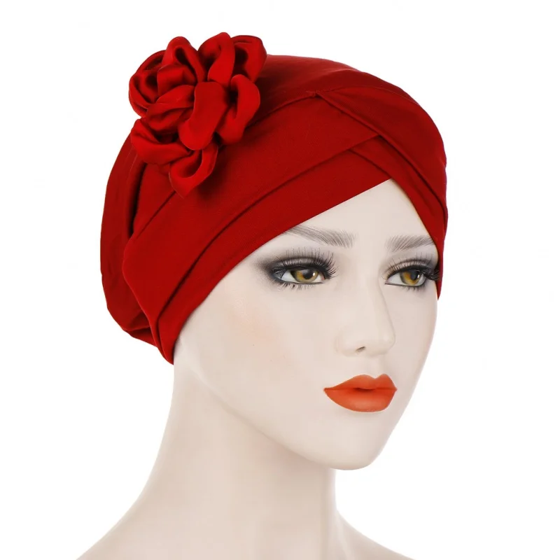 

New Foreign Trade Flower Pile Multicolor Milk Silk Comfortable Nightcap Simple Sleeve Cap.