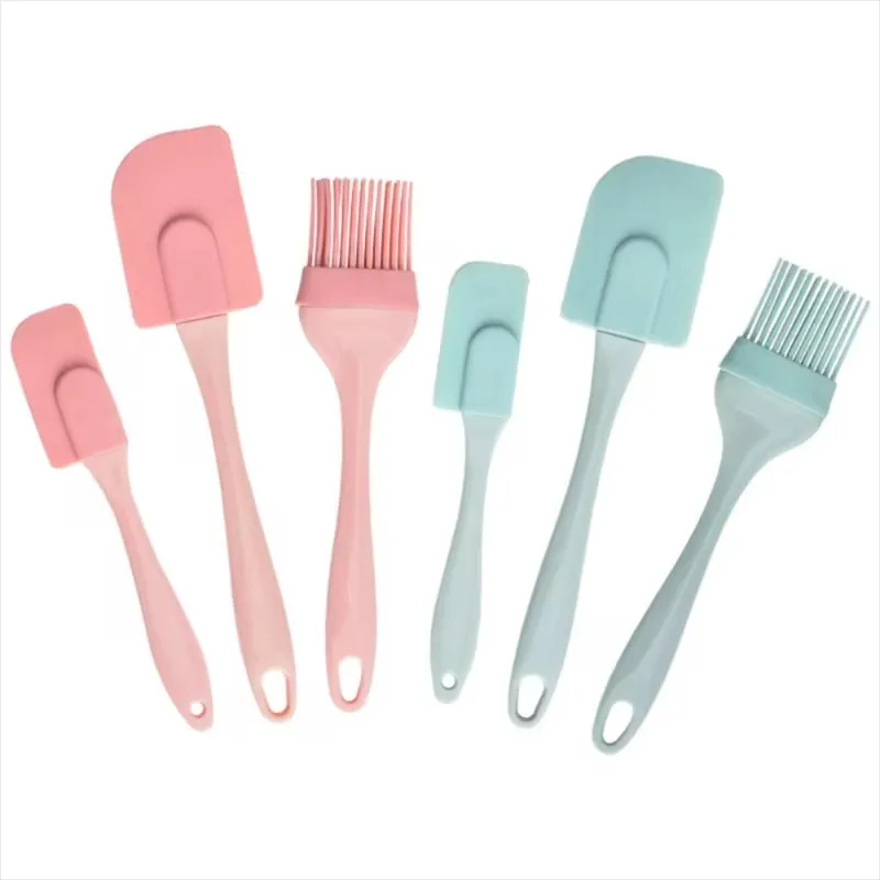 Baking Tools 3Pcs/Set Silicone Scraper Oil Brush Cake Spatula Cream Scraper Sauce Brush Baking Tool Kitchen Cooking Utensils Non-stick Materi