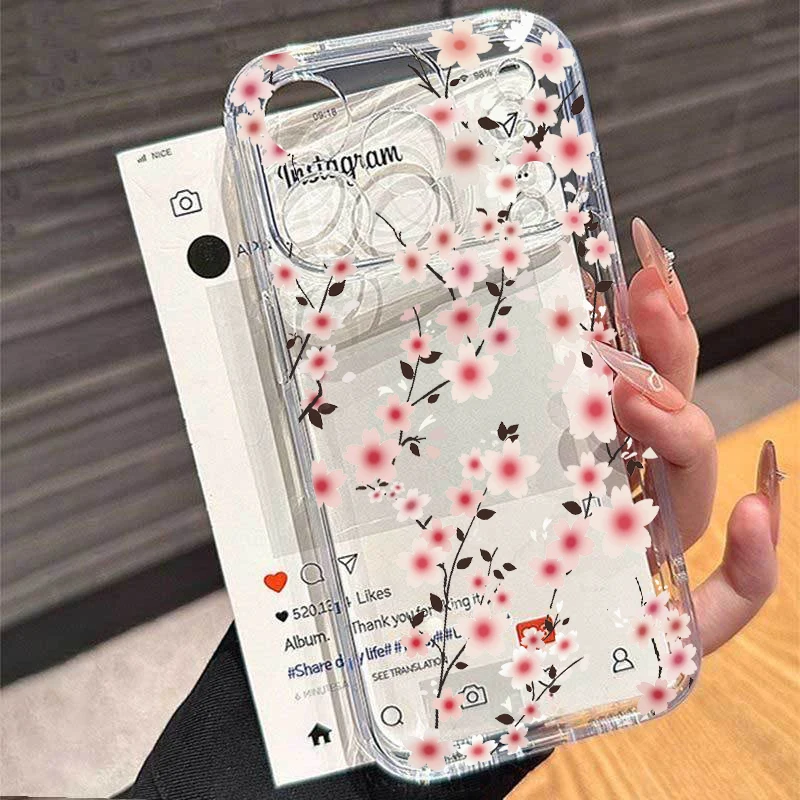 Trendy Leaves Flower Clear TPU Phone Case