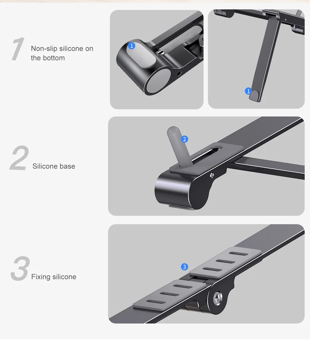 Oatsbasf Portable Laptop Stand Holder For Macbook Pro Air Foldable Tablet Magic Holder Notebook Holder 3 in 1 Aluminum Desk Brac