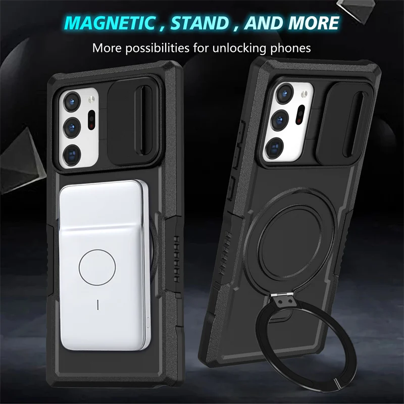 Luxury Magnetic Wireless Charging Case with Ring Holder