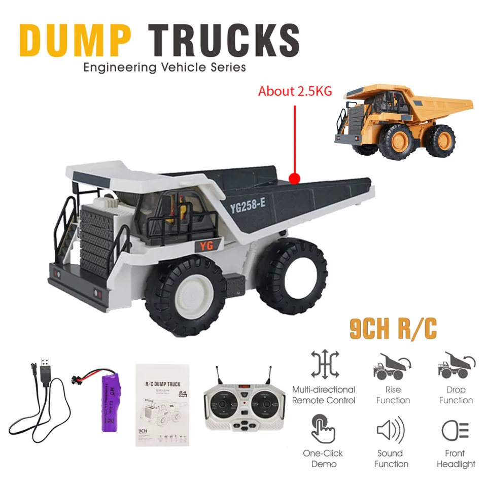 RC Dump Truck 1/24 2.4GHz 9CH RC Construction Truck Engineer-ing