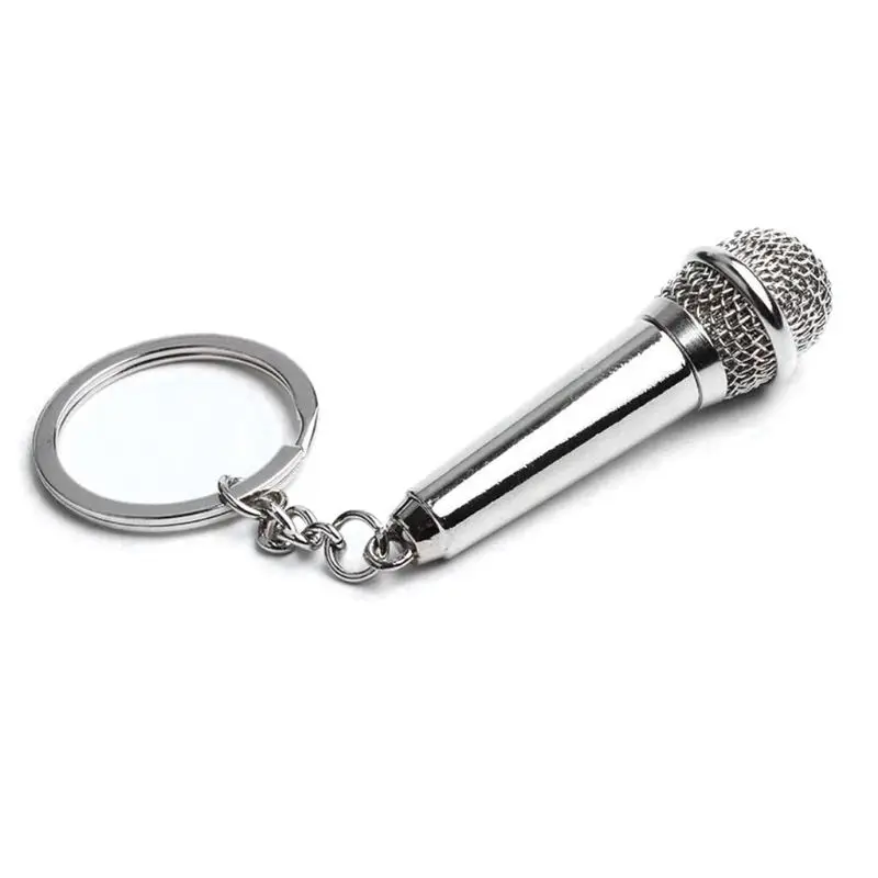 

Delicate Keyfob Music Jewelry Gift for Men Women Teens Silver Microphone Keychain Bag Charm Pendant for Key Ring Decorat