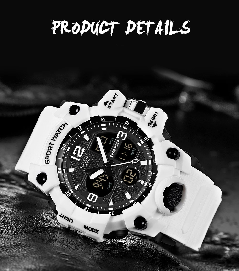 SANDA Top Brand Sports Men's Watches Military Quartz Watch Man Waterproof Wristwatch for Men Clock shock relogios masculino 6030