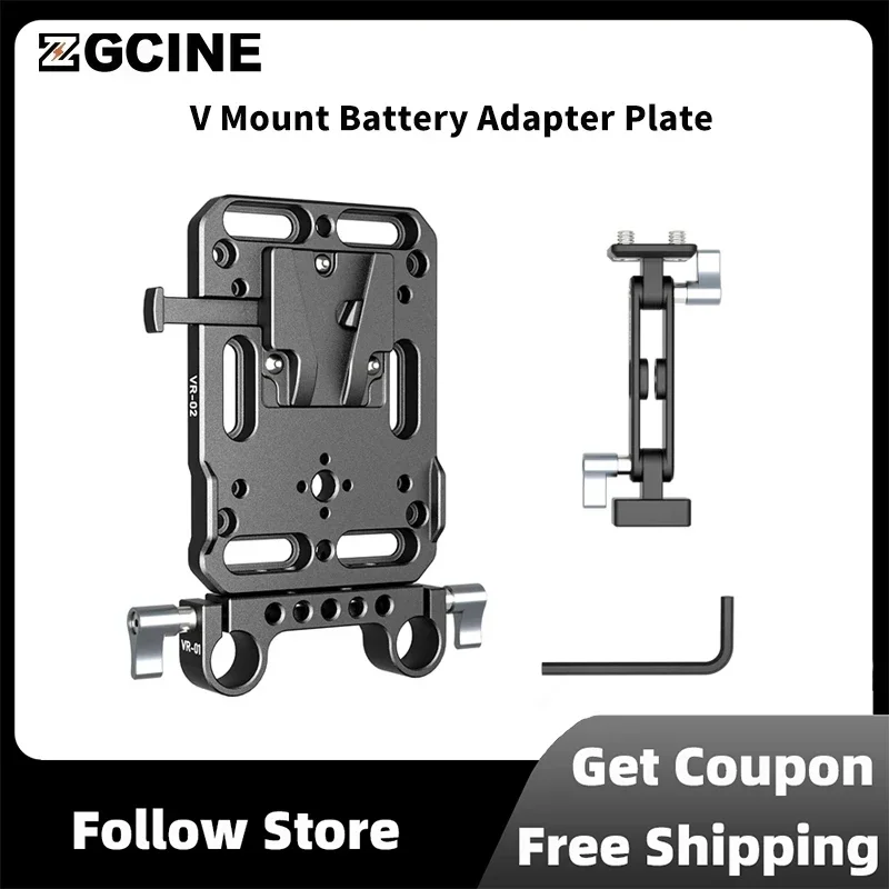 ZGCINE VR VR-02 V Mount Battery Adapter Plate 15mm Rod Clamp Adjustable Arm Accessories Canon Sony DSLR Cameras