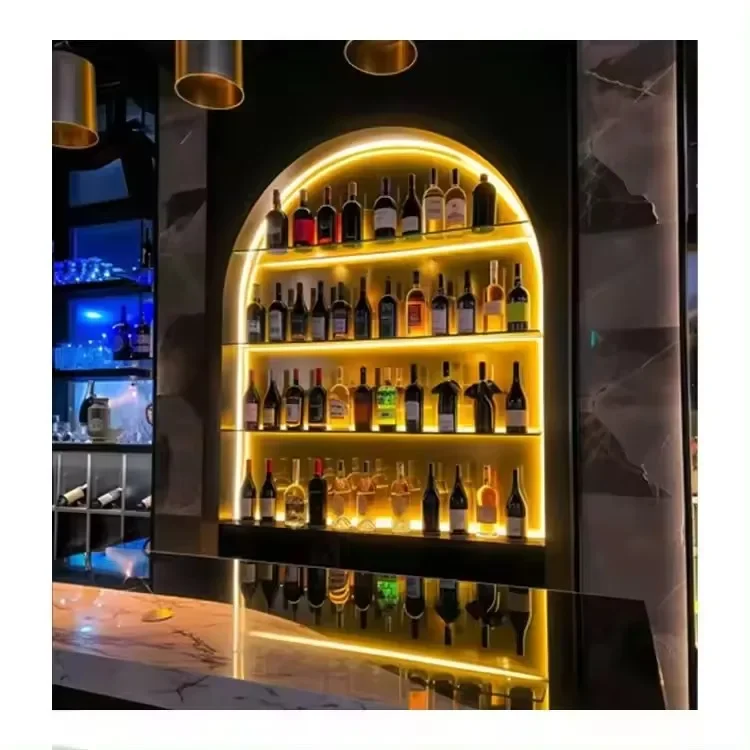 Metal Wine Rack Wine Shelves Commercial Bar Display Shelf Metal Stainless Steel Customized