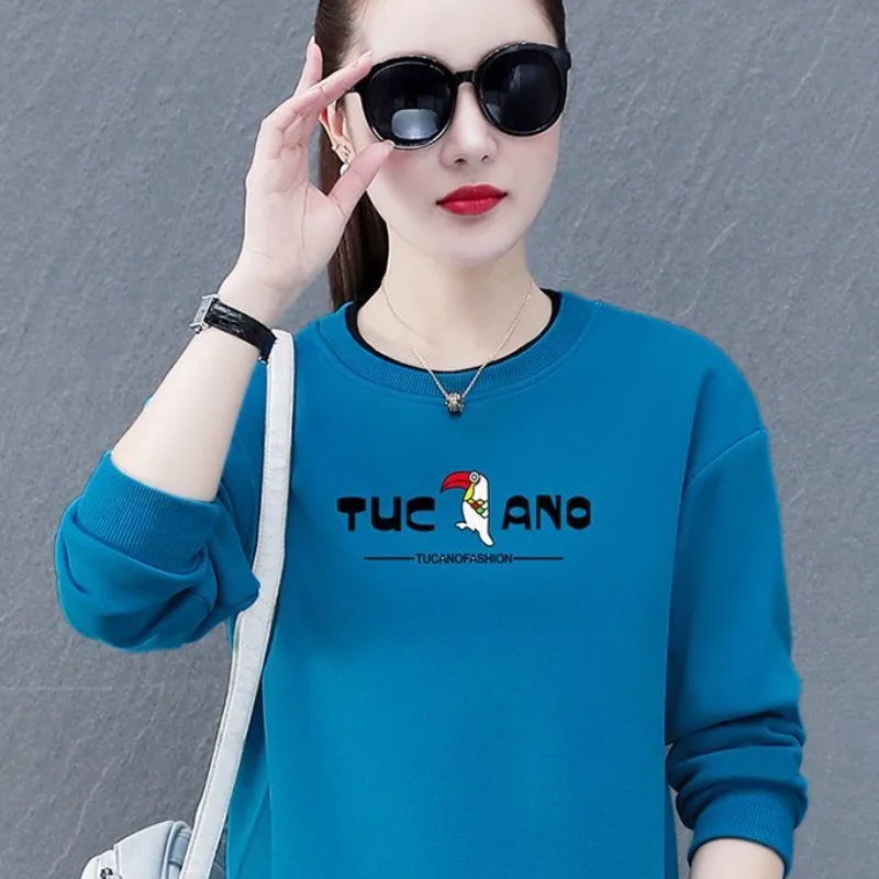 2023 New High-end Cotton Sweater Pullover for Women  Long Sleeves Spring Autumn Casual Loose Bottoming Short Top Middle Age Wear