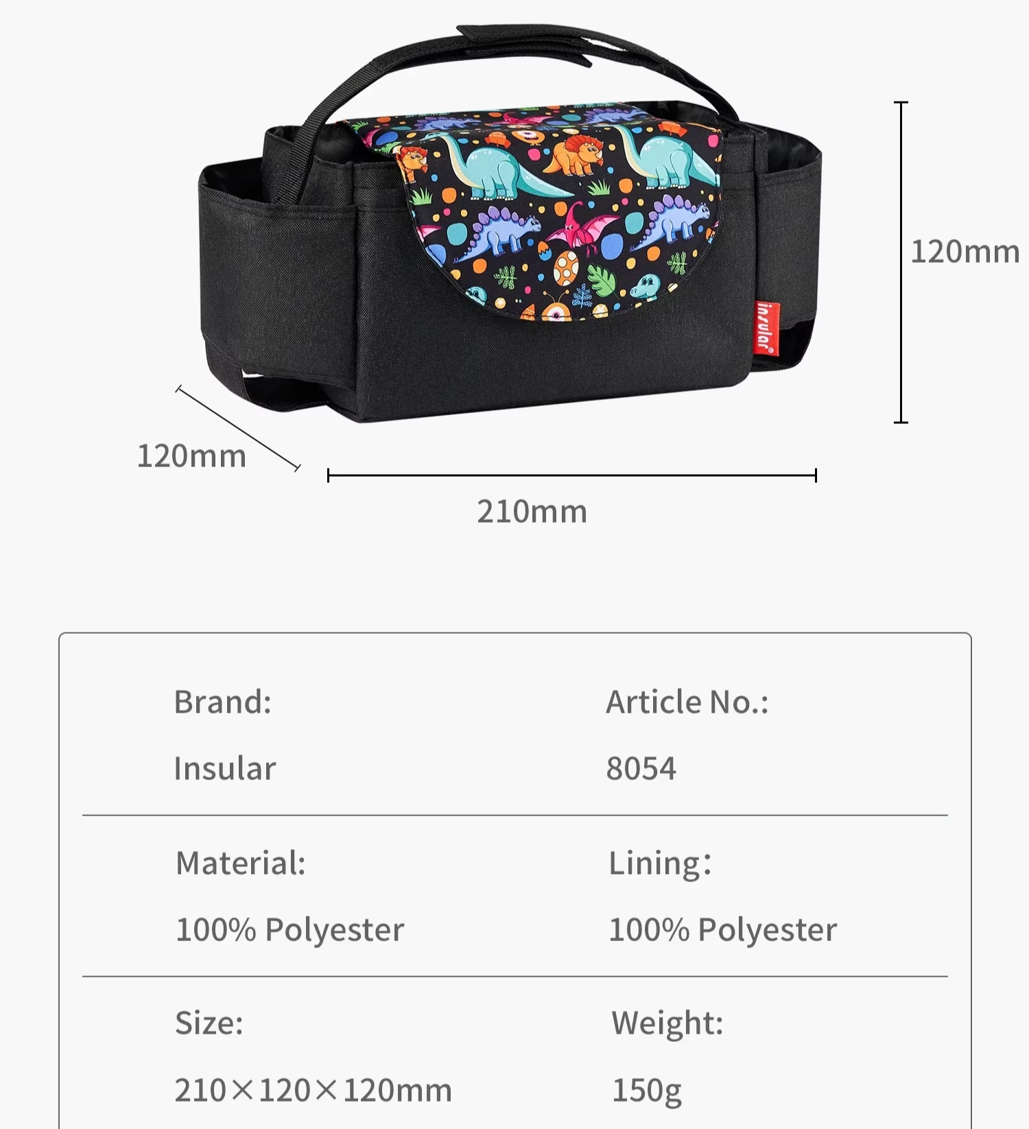 INSULAR Stroller Hanging Bag Mommy Diaper Storage Waterproof Bottle Milk Cup Package Multi-functional Large Capacity Infant Care
