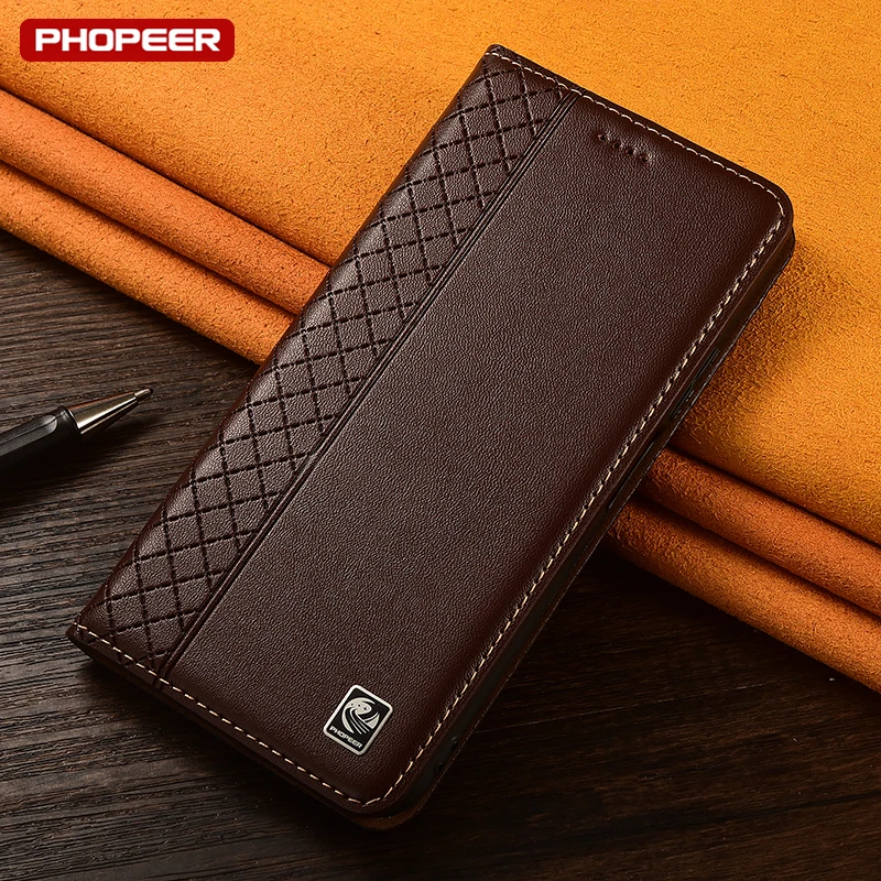 Luxury Retro Genuine Leather Flip Case with Kickstand - Premium Phone Cover