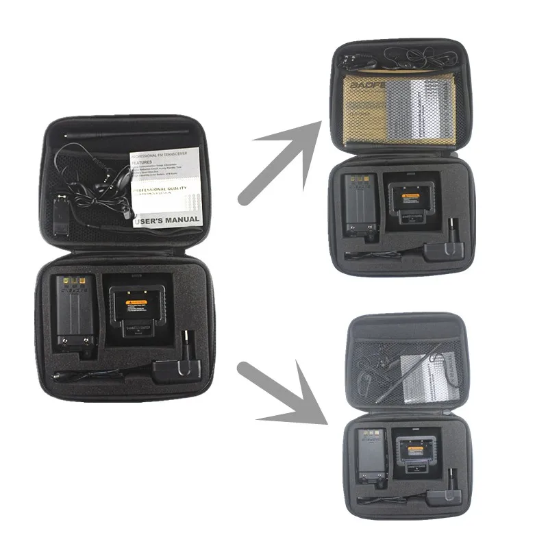 

black Walkie Talkie Hunting Bag Case Carring Handbag Storage Box For BAOFENG UV-5R UV-5RE UV-82 8D TYT TH-F8
