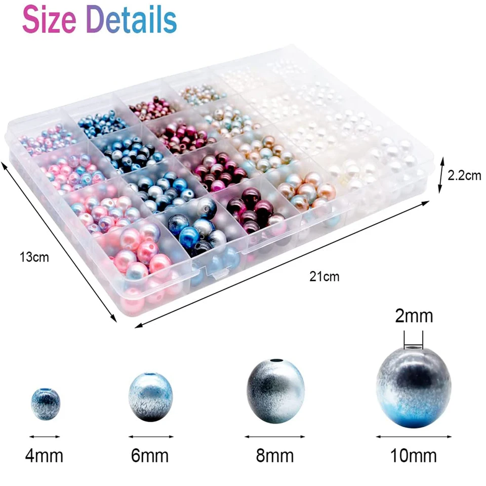 180 Perline Acriliche Opache Curve – 18 Colori – Kit Fai Da Te Per Gioielli, Collane E Bracciali – Foro 1,8 Mm