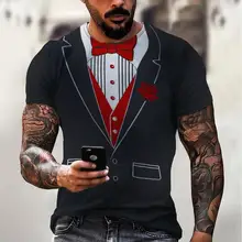  Fashion Men's T-shirts 3d Print Suit And Tie Pattern Plain Short Sleeved T-shirt For Men's Clothing High Street Streetwear Tops 