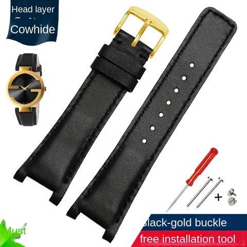 GC Strap YA1332 YA1333 YA1335 Men Women Notch Top Layer Cowhide Genuine Leather Watchband Bracelet 16*10 20*12 22*14mm screw